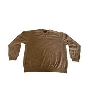 "Tasso Elba" MensXXL 100% Fine Cashmere V-Neck Sweater Tan Mongolia PLZ READ
